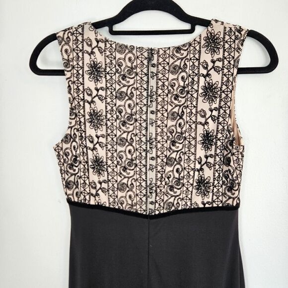 Vintage David Meister Tulip Lace V-Neck '90s Velvet Trim Evening Cocktail Dress - Picture 11 of 11